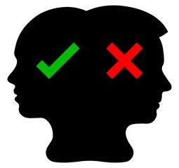 Head silhouette girl and boy