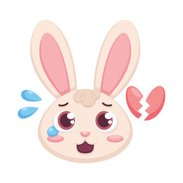 Isolated rabbit cartoon avatar with broken heart Vector illustration