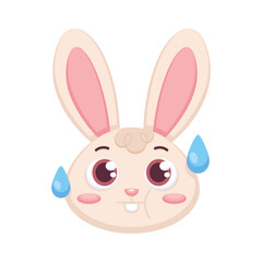 Isolated worried rabbit cartoon avatar Vector illustration