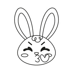 Isolated happy rabbit cartoon avatar throwing a kiss Vector illustration