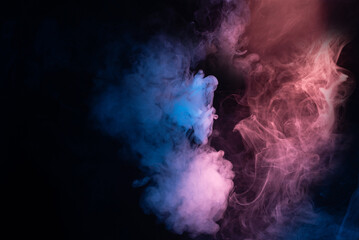 Blue and pink steam on a black background.