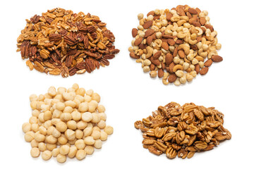 Pecan-nut isolated on white background.