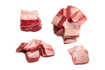 Raw beef ribs isolated on white background.