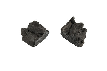 Obraz premium Black oak coal isolated on white background.