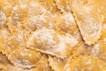 Raw ravioli as background. Healthy italian food.