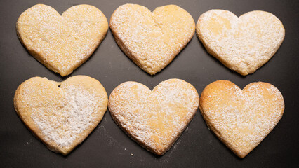 Shortbread in the shape of a heart isolated on white background.