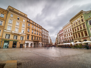 Obraz premium Krakow downtown city shape with cloudy sky and no people