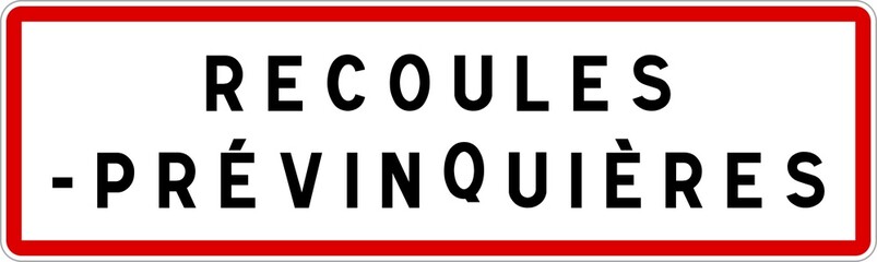 Panneau entrée ville agglomération Recoules-Prévinquières / Town entrance sign Recoules-Prévinquières