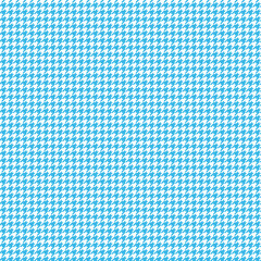 Blue hounds tooth pattern cloth. Hounds tooth fabric background. Textile design pattern. Aqua color pattern on white backdrop.