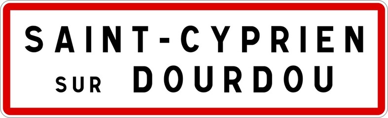 Panneau entrée ville agglomération Saint-Cyprien-sur-Dourdou / Town entrance sign Saint-Cyprien-sur-Dourdou