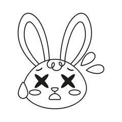 Isolated dead rabbit cartoon avatar Vector illustration