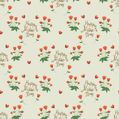 Hand drawn happy mothers day pattern.