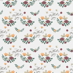 Hand drawn happy mothers day pattern.