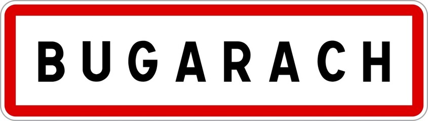 Obraz premium Panneau entrée ville agglomération Bugarach / Town entrance sign Bugarach
