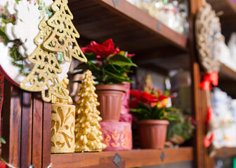 beautiful bright handmade Christmas toys and decoration in Ukrainan gift shop