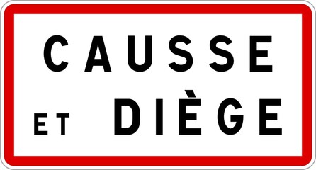 Panneau entrée ville agglomération Causse-et-Diège / Town entrance sign Causse-et-Diège