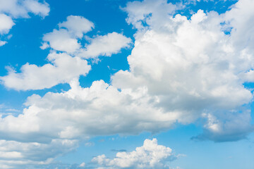 Obraz na płótnie Canvas Clouds and blue sky. Cirrus and cumulus clouds on blue sky background.