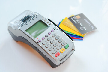 EDC machine or credit card terminal on white table