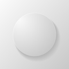 Blank badge, 3d white round button, button isolated