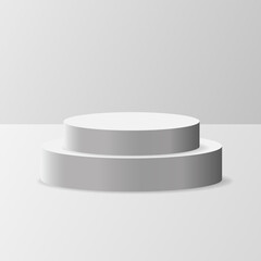 Round Stage Podium Isolated on White Background. 3d Pedestal. Vector illustration. Ready For Your Design. Product Advertising. Vector EPS10