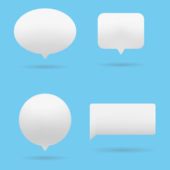 3D speech bubble set. Realistic communication dialogue icons cartoon style. Vector illustration