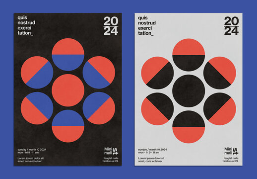 Minimal Geometric Design Poster Layout with Circle Shape Graphic Elements