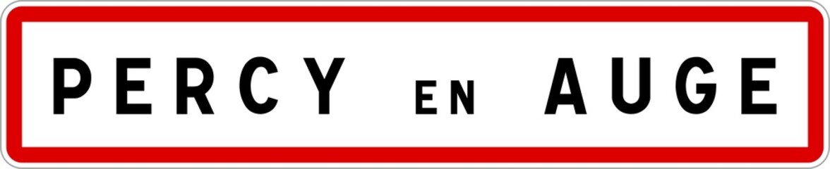 Panneau entrée ville agglomération Percy-en-Auge / Town entrance sign Percy-en-Auge