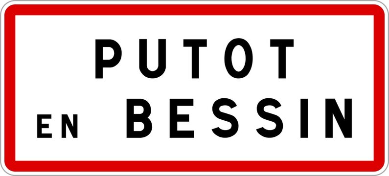 Panneau entrée ville agglomération Putot-en-Bessin / Town entrance sign Putot-en-Bessin