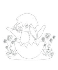 Coloring book page easter for children line art and illustration