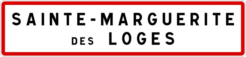 Panneau entrée ville agglomération Sainte-Marguerite-des-Loges / Town entrance sign Sainte-Marguerite-des-Loges