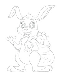 Coloring book page easter for children line art and illustration