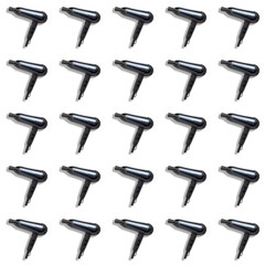 Black hair dryer on white background seamless pattern.