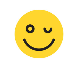 Simple emotion face and yellow cartoon emoji flat vector illustration.
