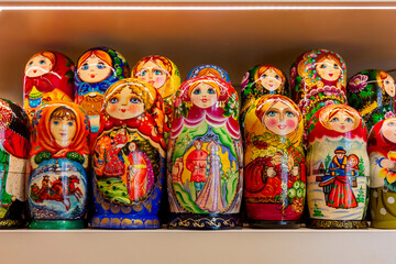 Colorful Russian matreshka dolls for sale