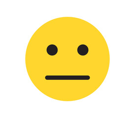 Simple emotion face and yellow cartoon emoji flat vector illustration.
