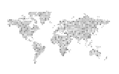 Fototapeta na wymiar World map grey square mosaic