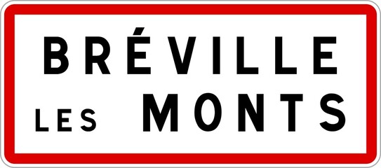 Panneau entrée ville agglomération Bréville-les-Monts / Town entrance sign Bréville-les-Monts
