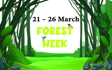 Happy 21-26 March Forest Week, known as in Turkish: "21-26 March Forest Week. Vector.