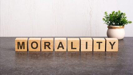 word morality made with wood building blocks