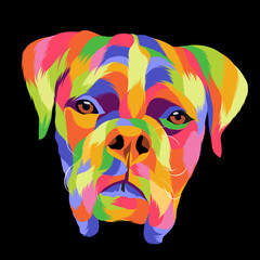 Dog vector pop art colorful transparent background