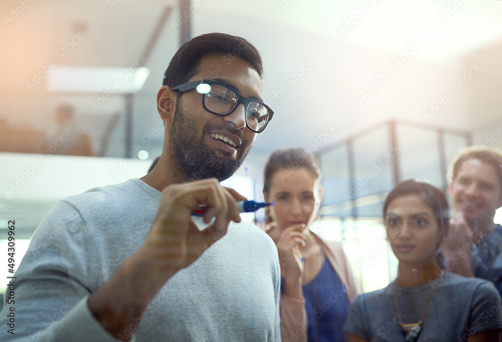 Aufkleber Combining their creative talent. Shot of a group of colleagues having a brainstorming session at work.