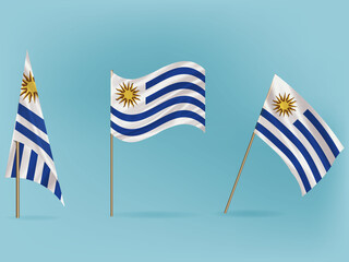 National flag of Uruguay vector.Waving flag of Uruguay from different angle