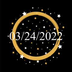 American Date 03/24/2022 Vector On Black Background With Gold and White Stars	
