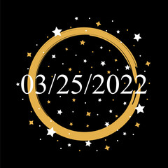 American Date 03/25/2022 Vector On Black Background With Gold and White Stars	