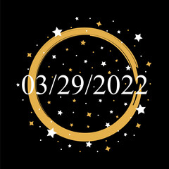 American Date 03/29/2022 Vector On Black Background With Gold and White Stars
