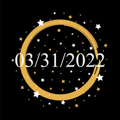 American Date 03/31/2022 Vector On Black Background With Gold and White Stars