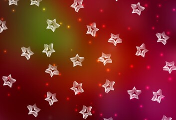 Dark Green, Red vector texture with beautiful stars.