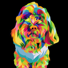 Dog and cat pop art illustration white background