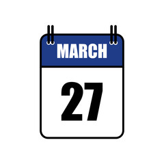 March 27 Calendar Icon Vector Illustration . Date , Day Of Mouth	