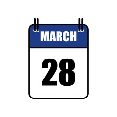 March 28 Calendar Icon Vector Illustration . Date , Day Of Mouth	